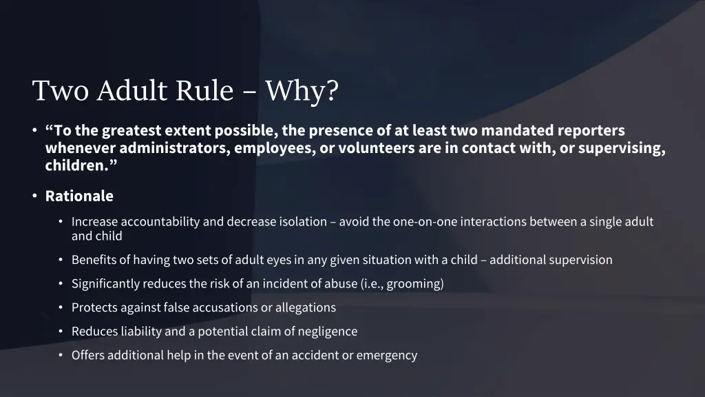 two adult rule why