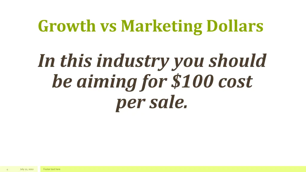 growth vs marketing dollars