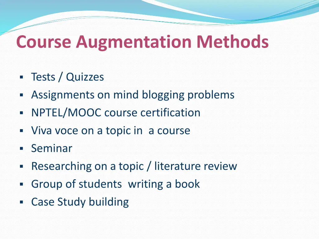 course augmentation methods