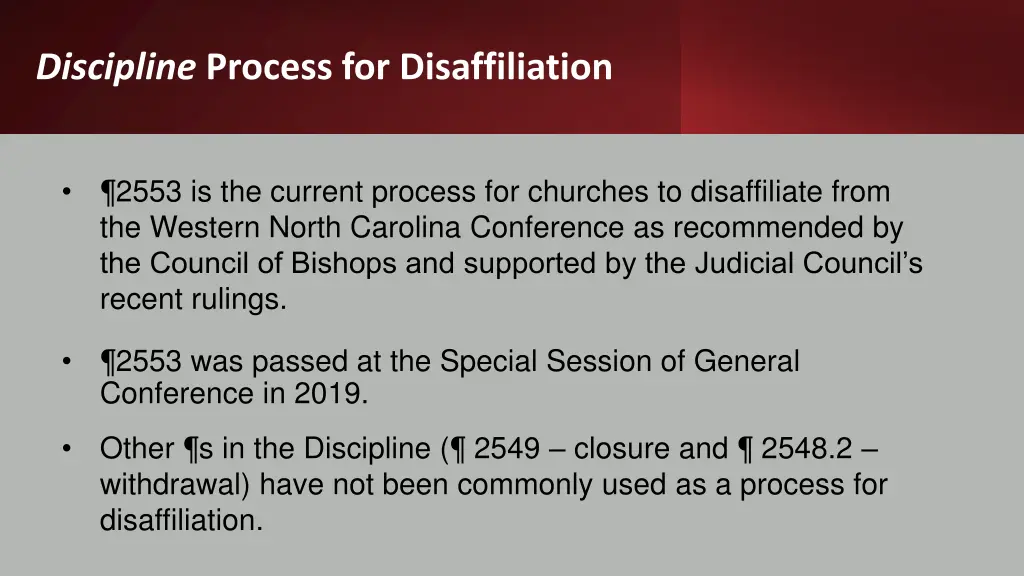 discipline process for disaffiliation
