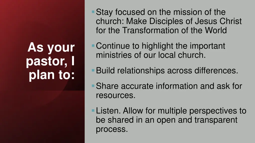 stay focused on the mission of the church make