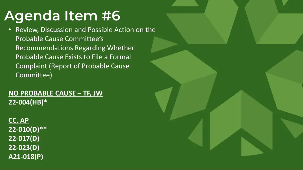 agenda item 6 review discussion and possible