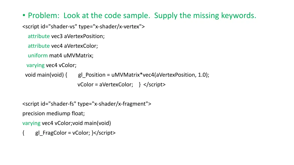 problem look at the code sample supply 1