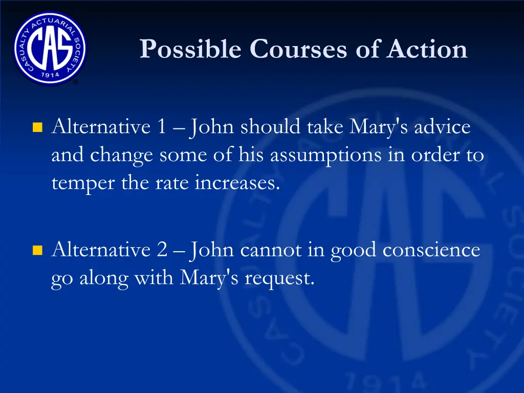 possible courses of action 1