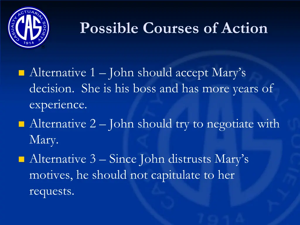 possible courses of action