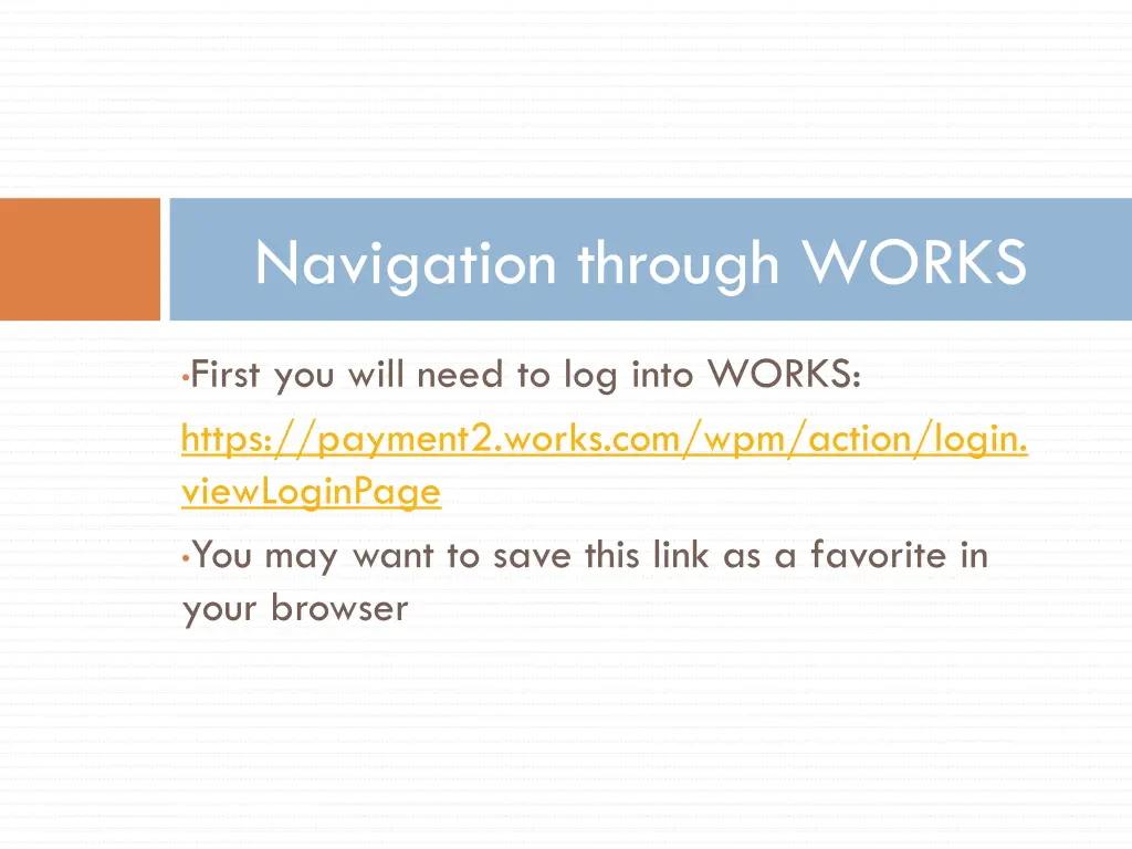 navigation through works