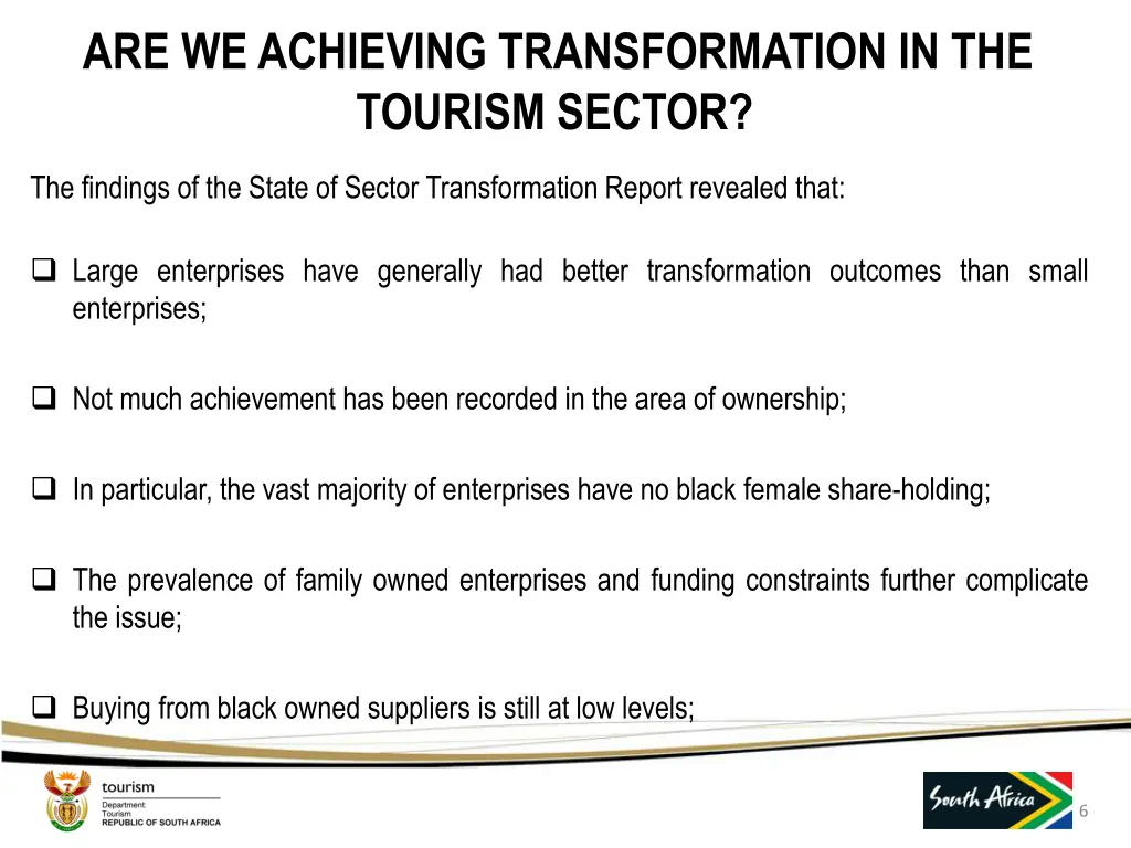 are we achieving transformation in the tourism