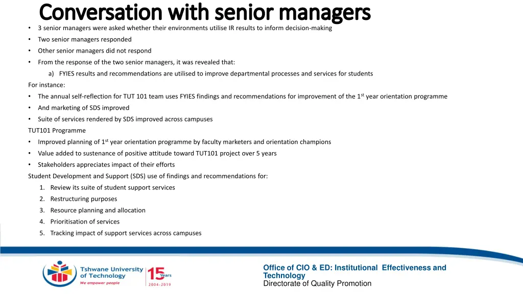 conversation with senior managers conversation