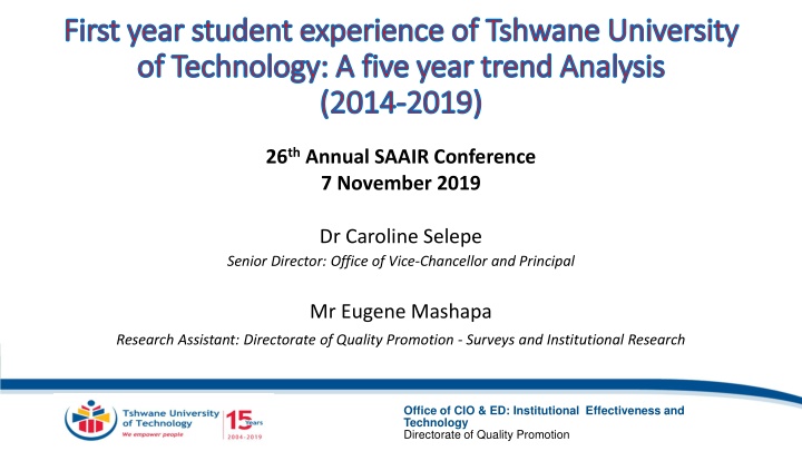 first year student experience of tshwane
