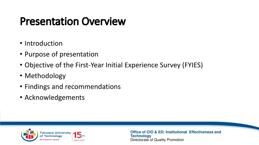 presentation overview presentation overview