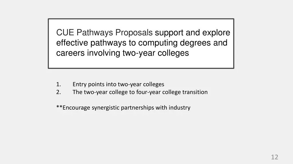 cue pathways proposals support and explore