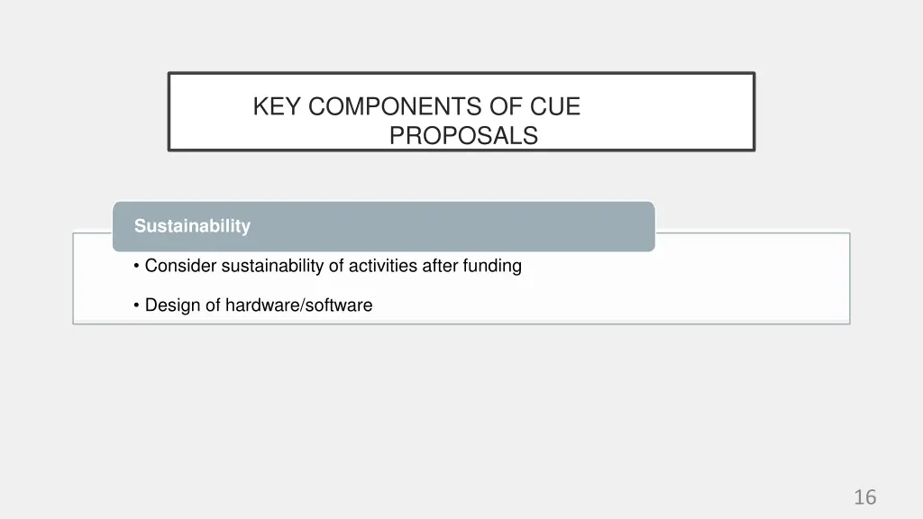 key components of cue proposals 2