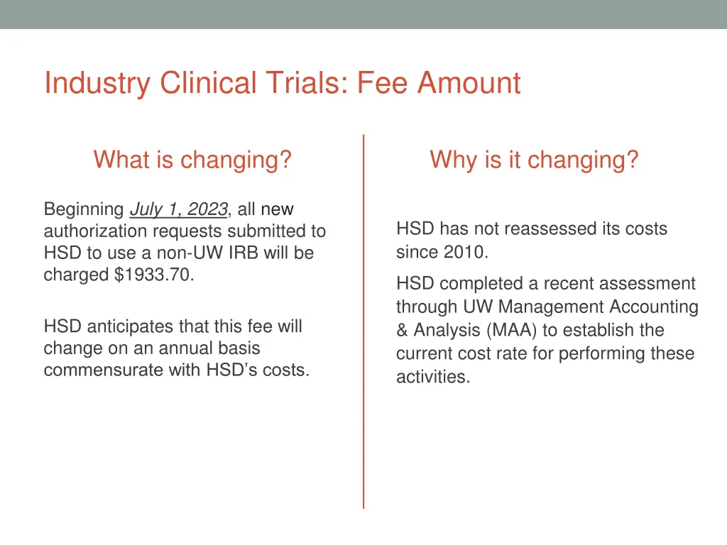 industry clinical trials fee amount