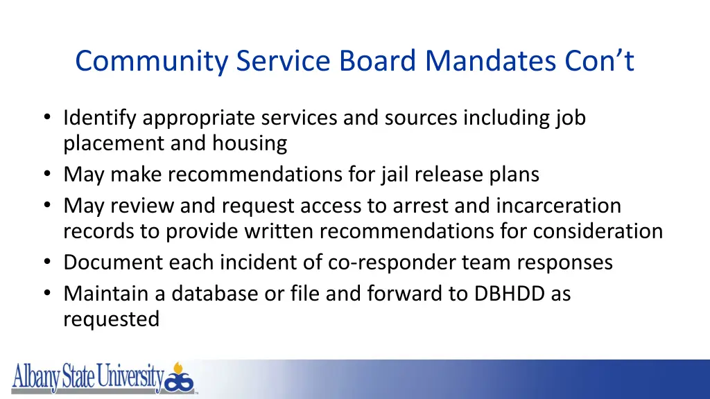community service board mandates con t 1