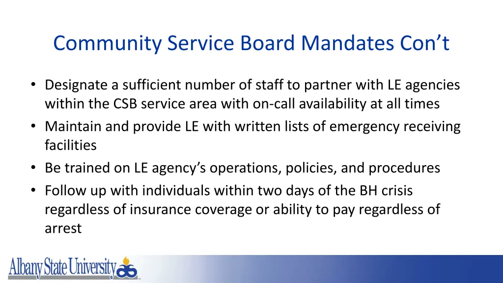 community service board mandates con t
