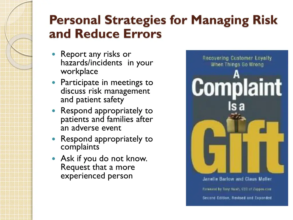 personal strategies for managing risk and reduce 1