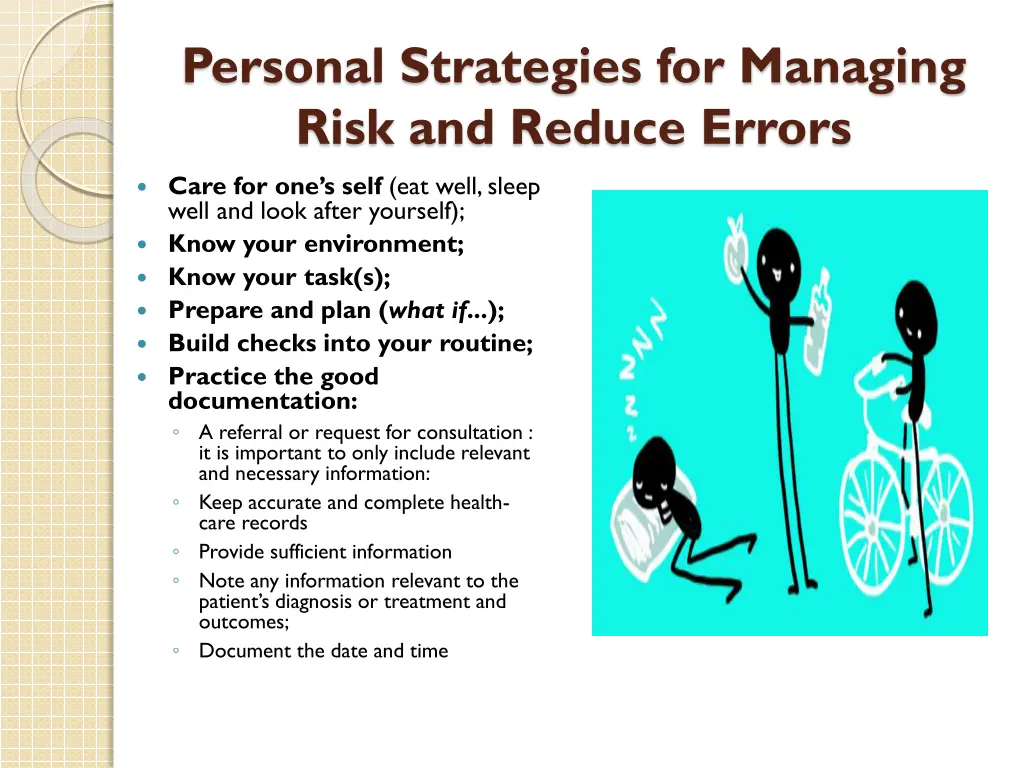 personal strategies for managing risk and reduce