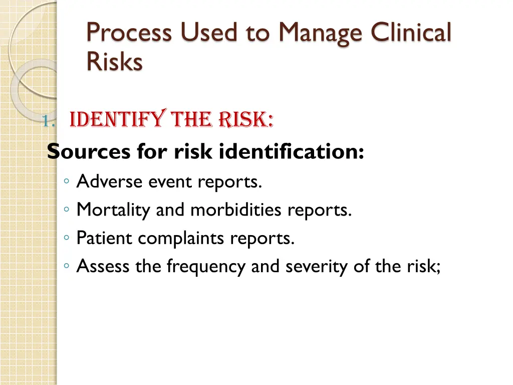 process used to manage clinical risks