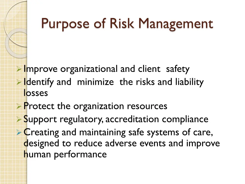 purpose of risk management