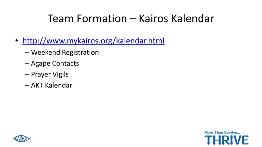 team formation kairos kalendar