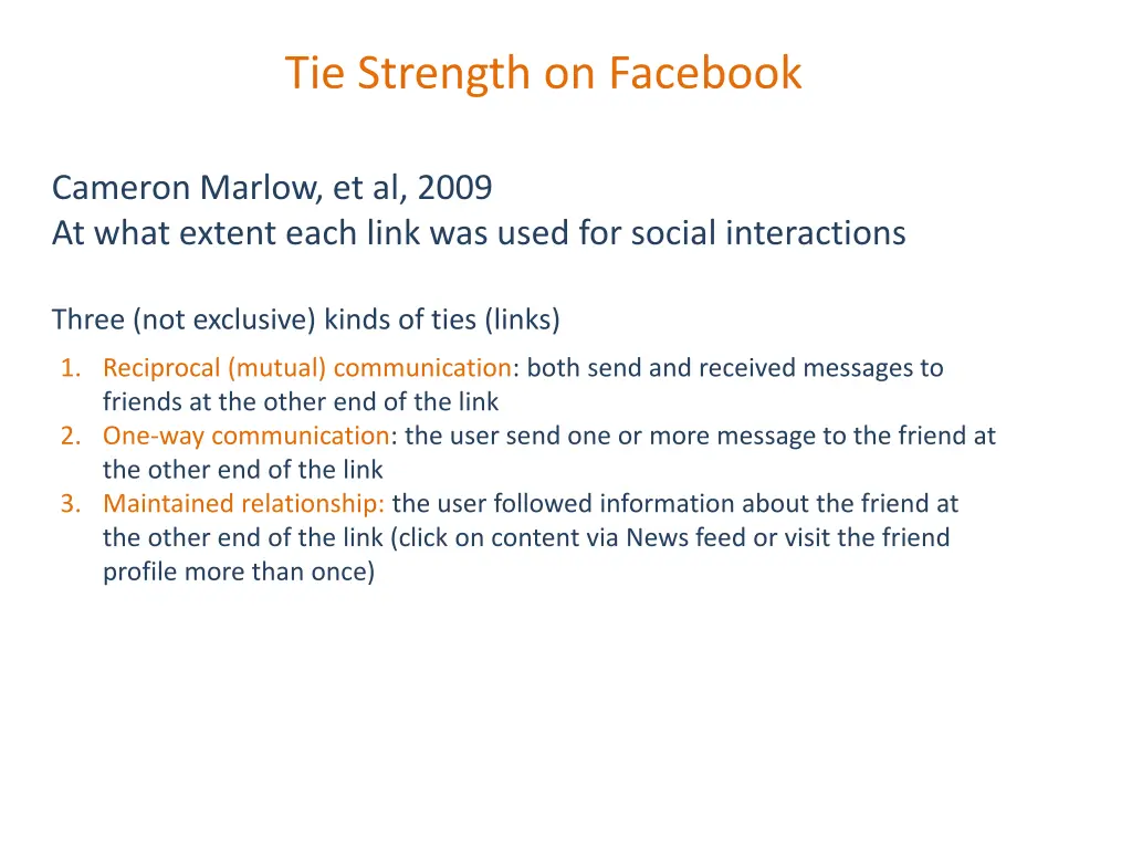 tie strength on facebook