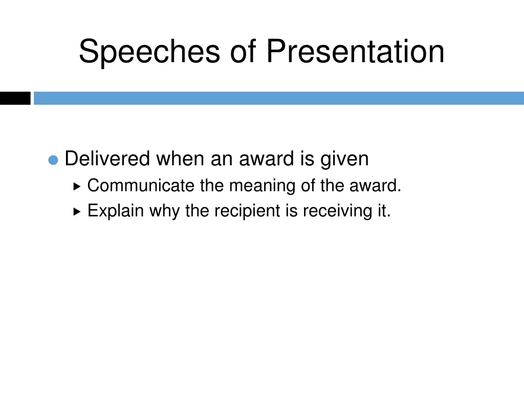 speeches of presentation