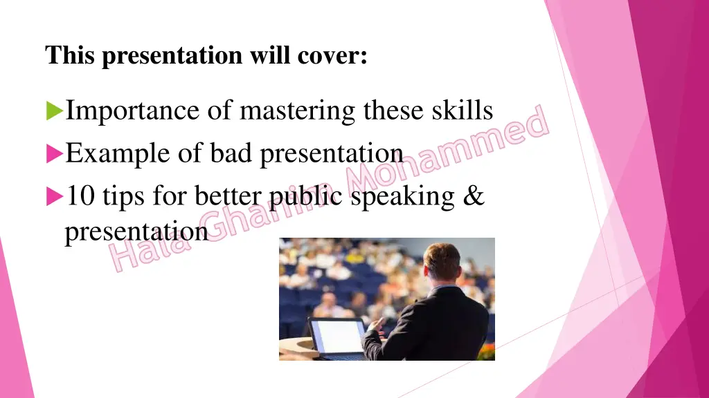 this presentation will cover