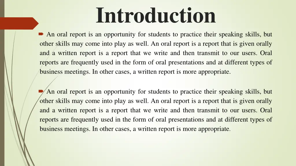 introduction an oral report is an opportunity