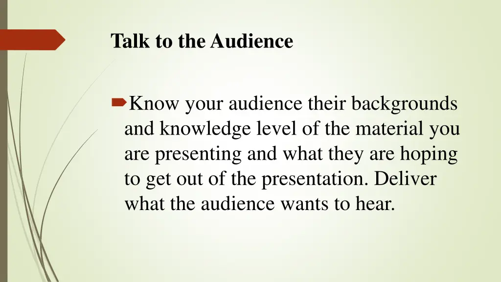 talk to the audience