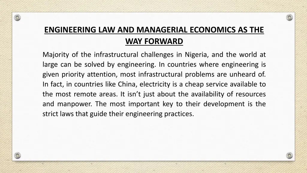engineering law and managerial economics