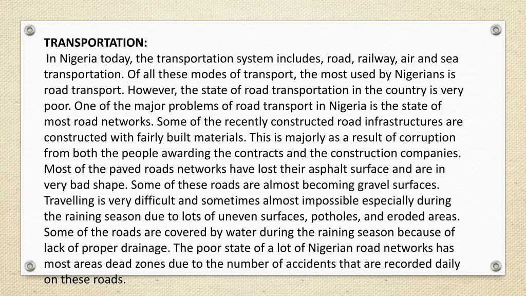 transportation in nigeria today