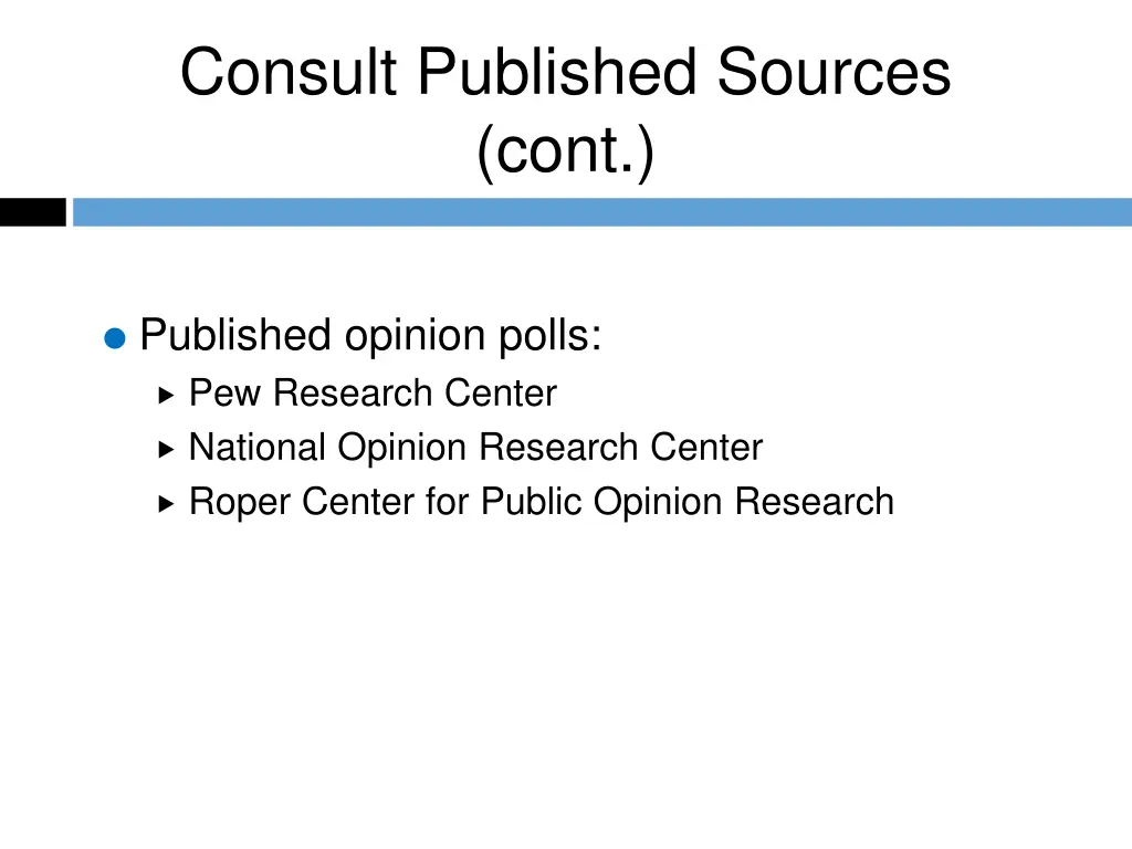 consult published sources cont