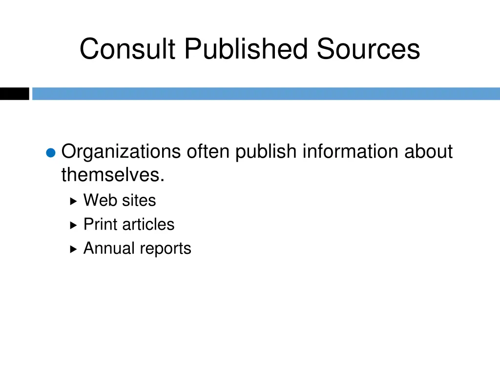 consult published sources