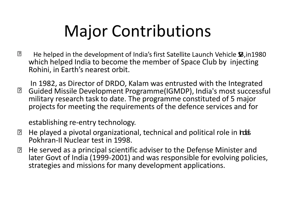 major contributions