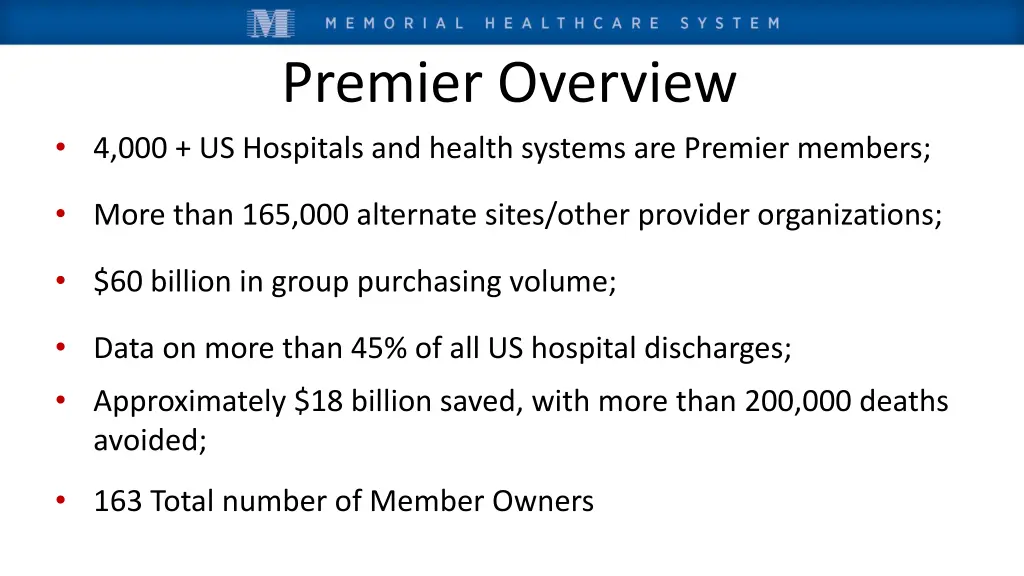 premier overview 4 000 us hospitals and health