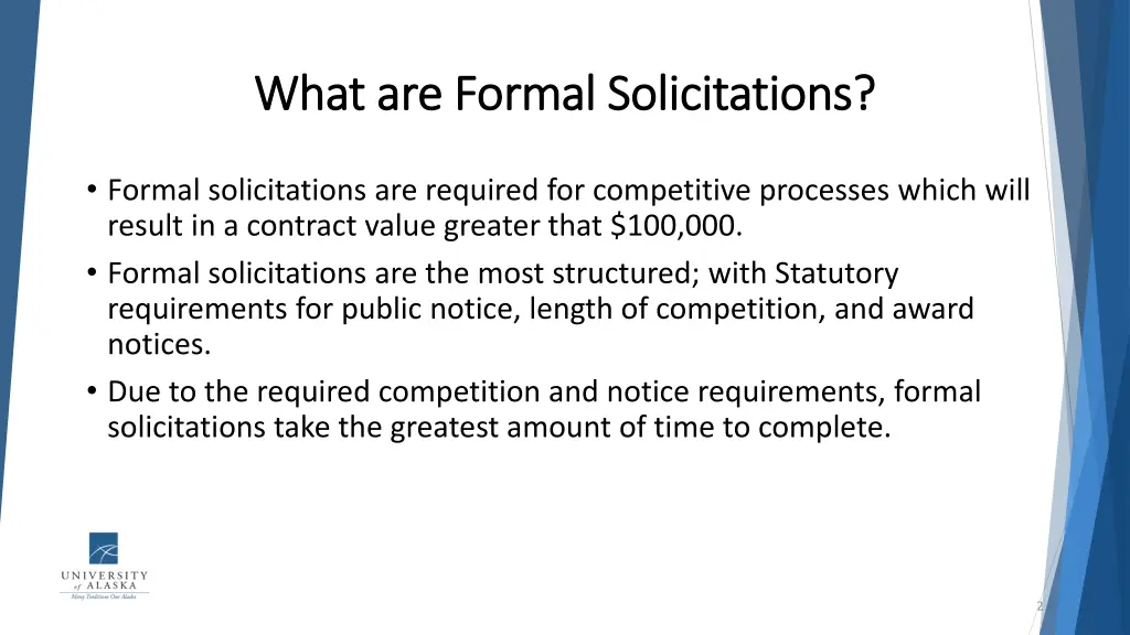 what are formal solicitations what are formal