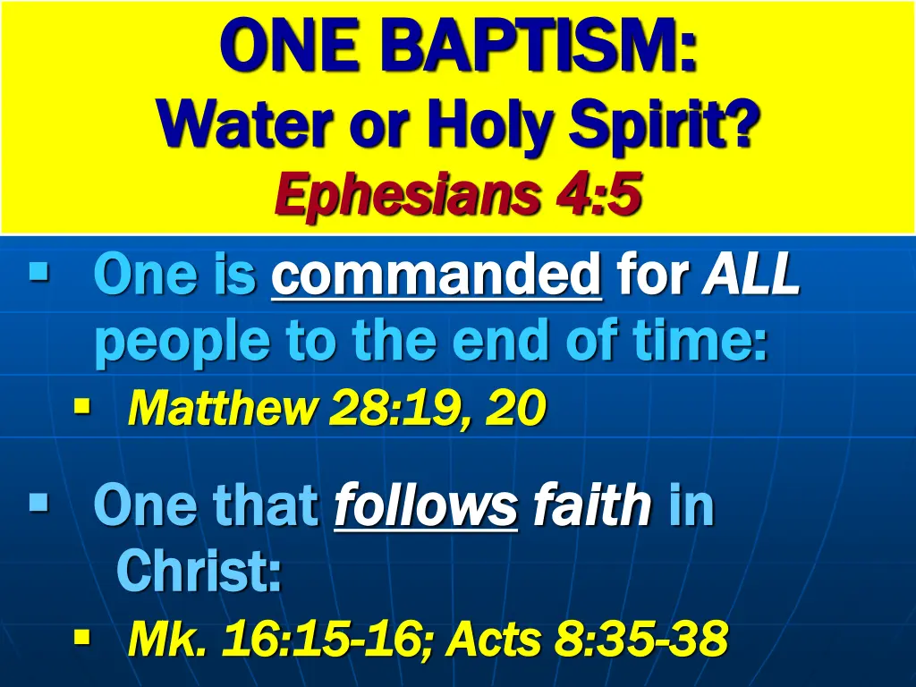 one baptism one baptism water or holy spirit