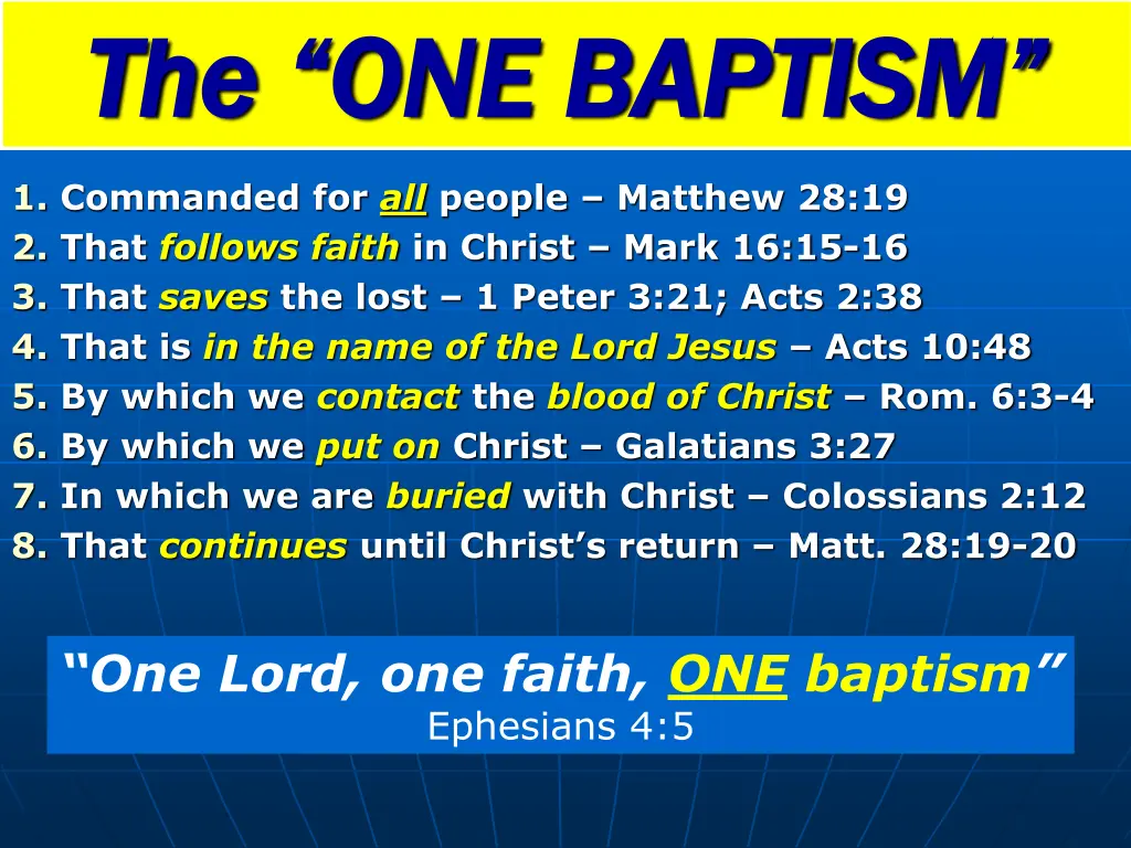 the one baptism the one baptism