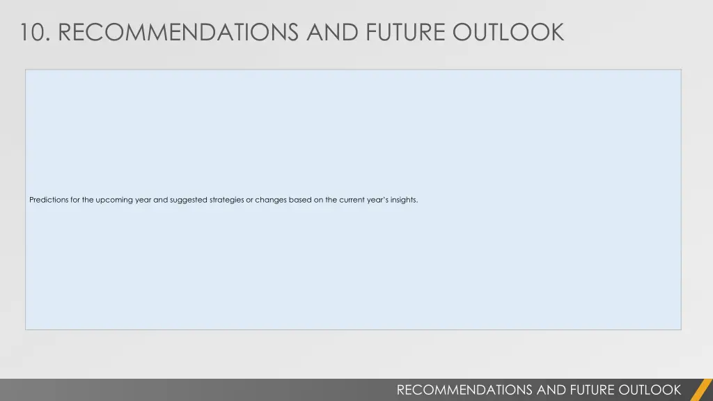 10 recommendations and future outlook