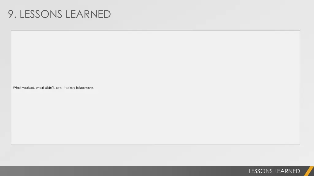 9 lessons learned
