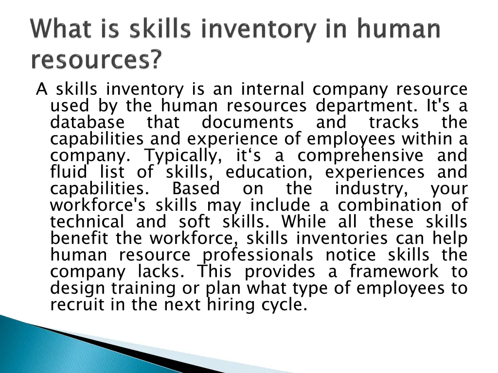 a skills inventory is an internal company