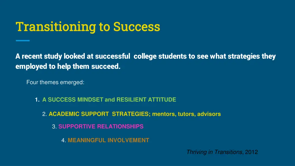 transitioning to success transitioning to success