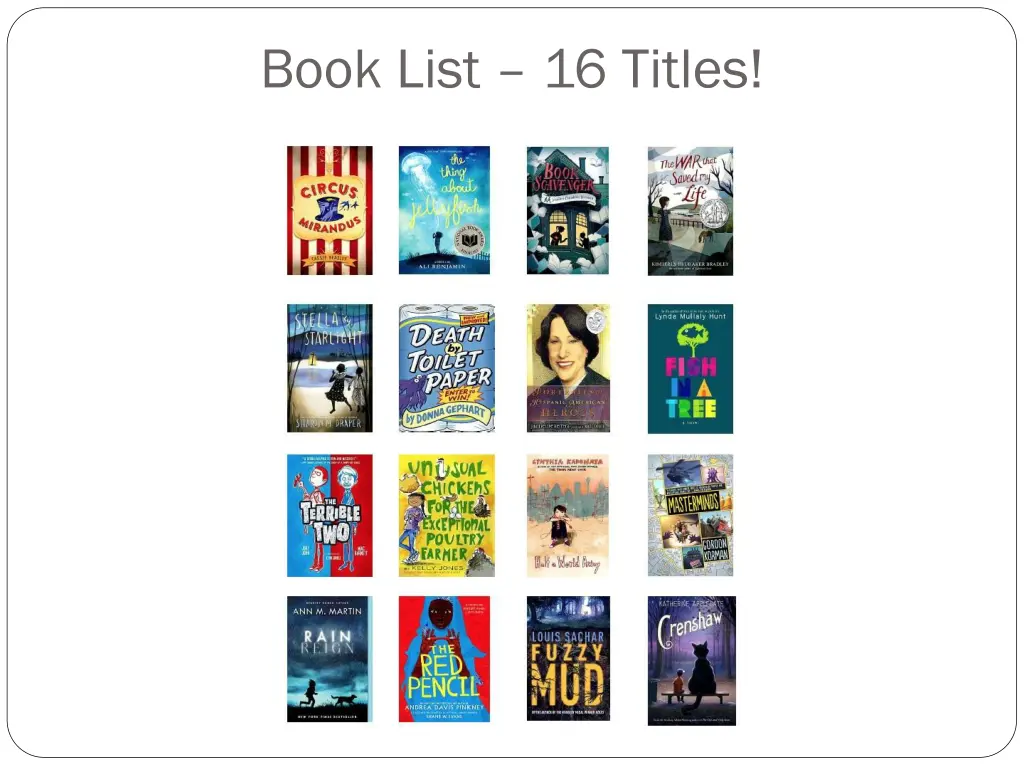book list 16 titles