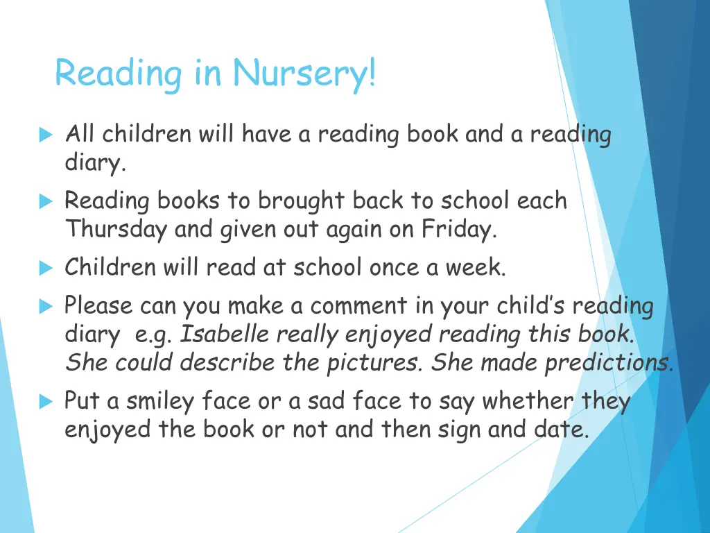 reading in nursery