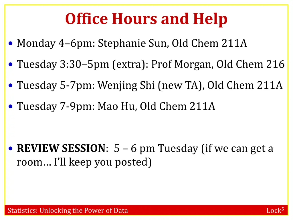 office hours and help