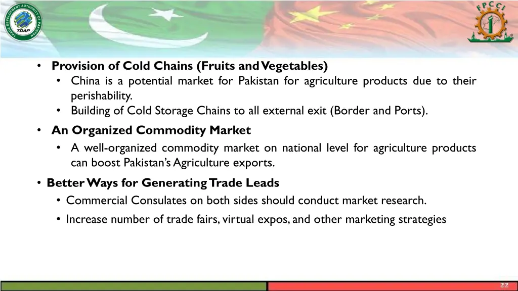 provision of cold chains fruits and vegetables