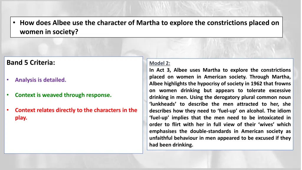 how does albee use the character of martha