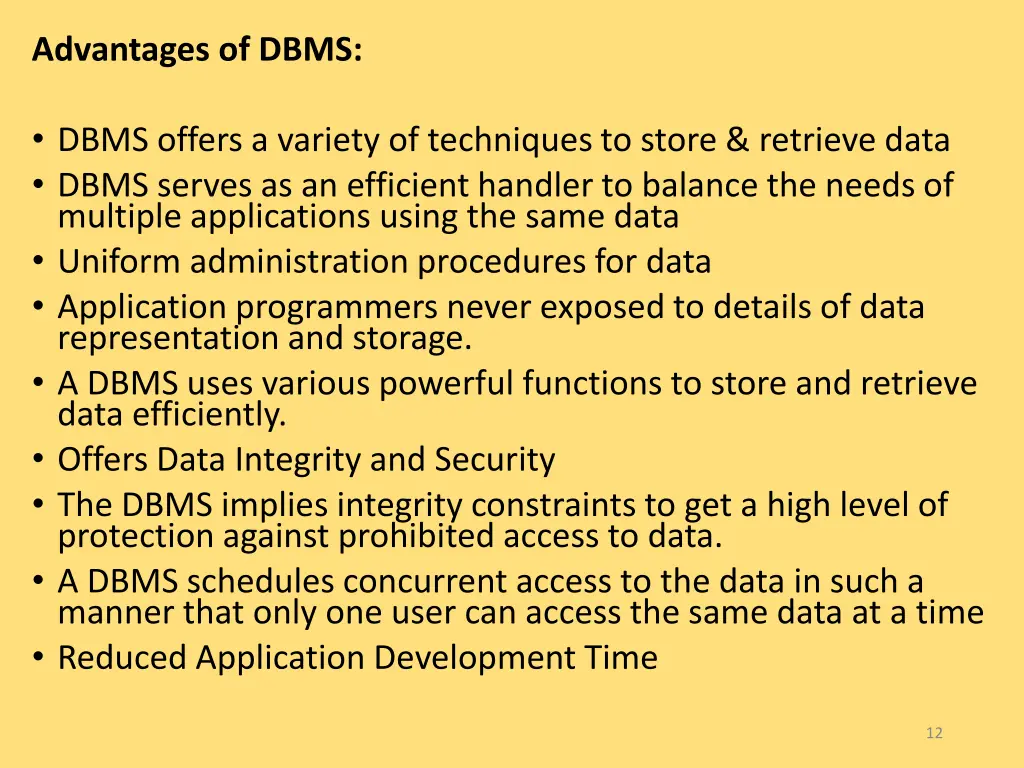 advantages of dbms