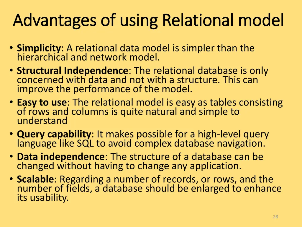 advantages of using relational advantages