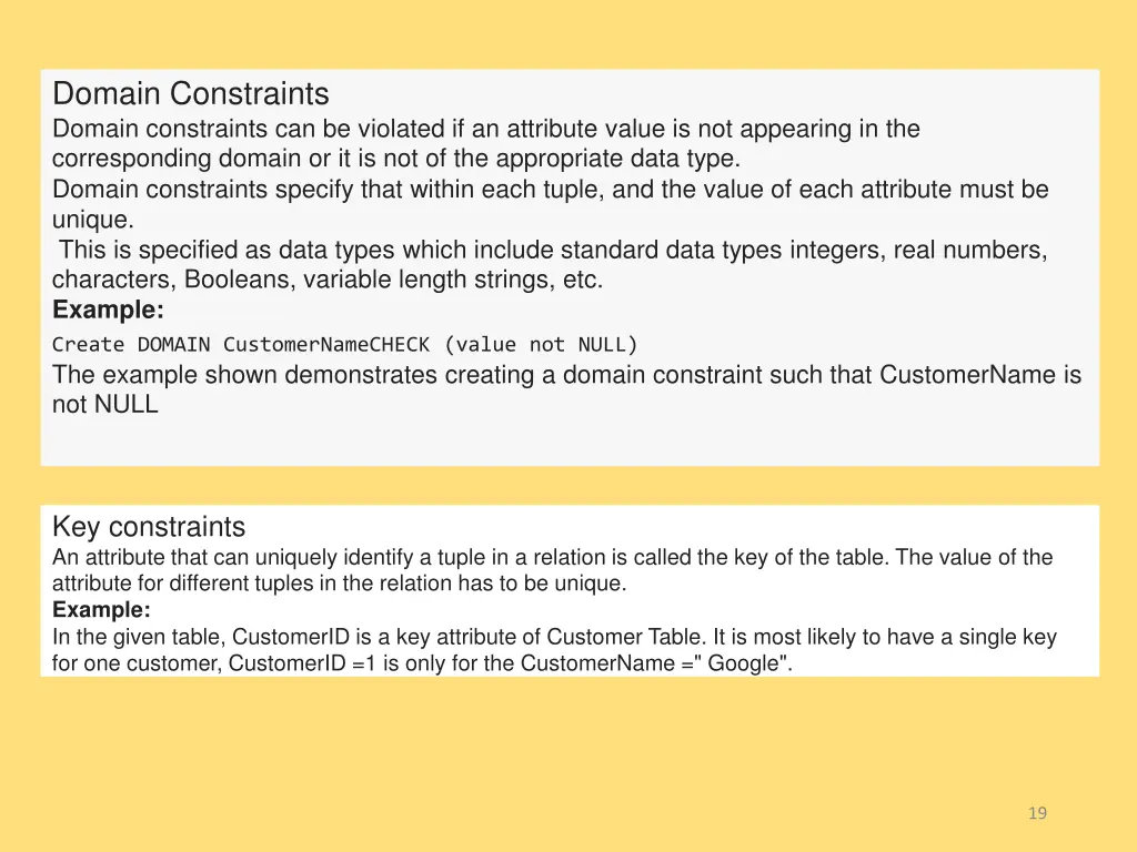 domain constraints domain constraints